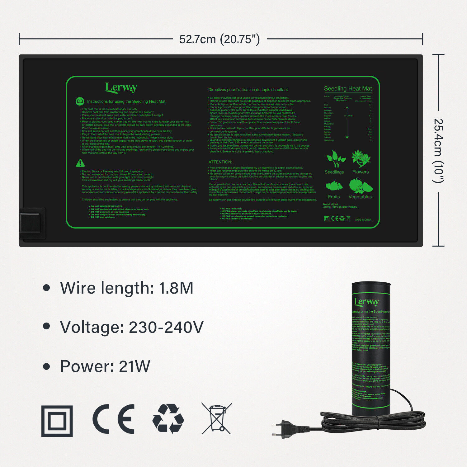 LERWAY 21W Zaailing Verwarming - Seedling Heat Mat recensie en prijs