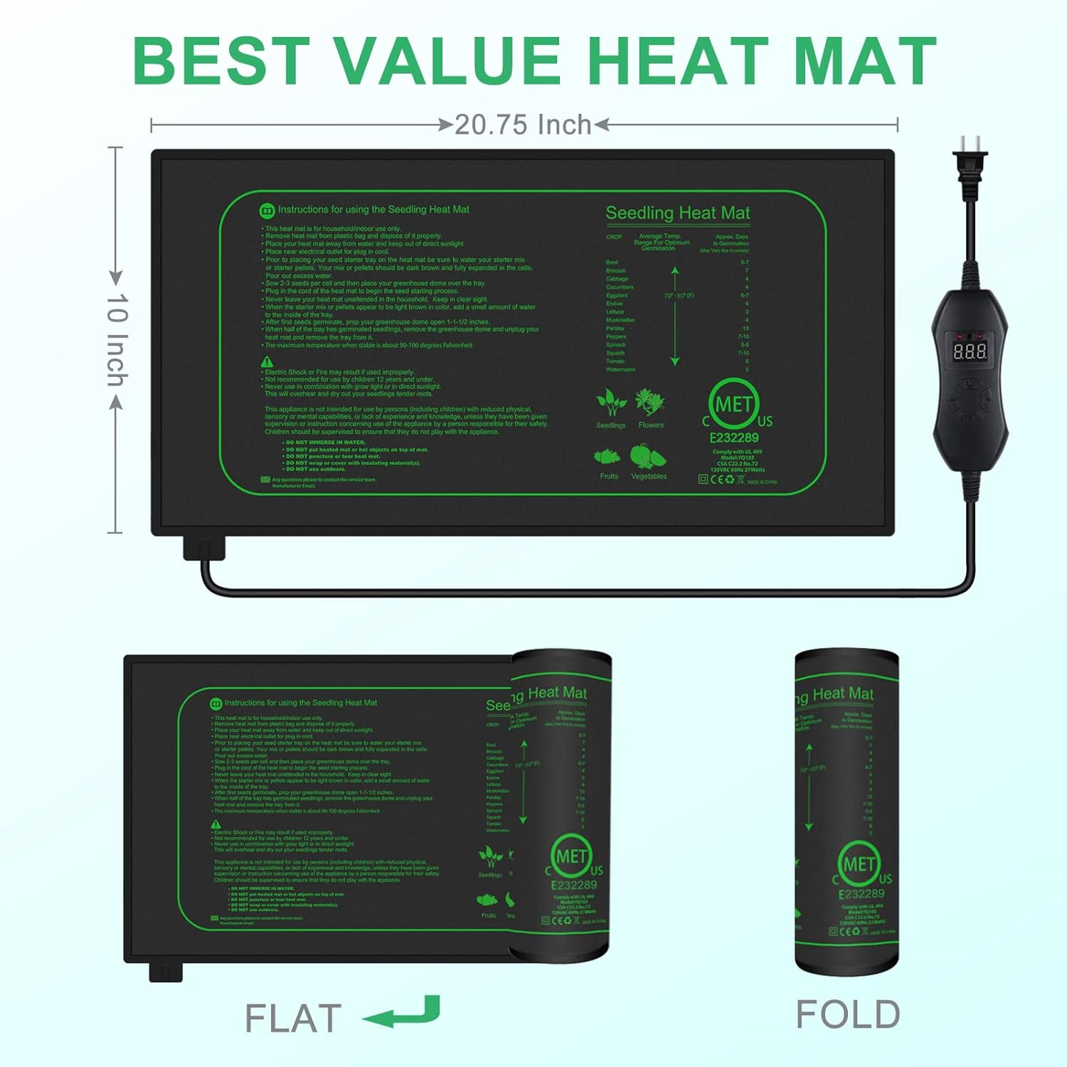 Zaailingwarmtemat met digitale - Seedling Heat Mat recensie en prijs